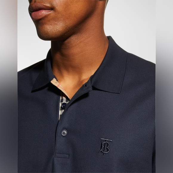 Burberry Men's Eddie Pique Polo Shirt Navy Size Large - Picture 3 of 16